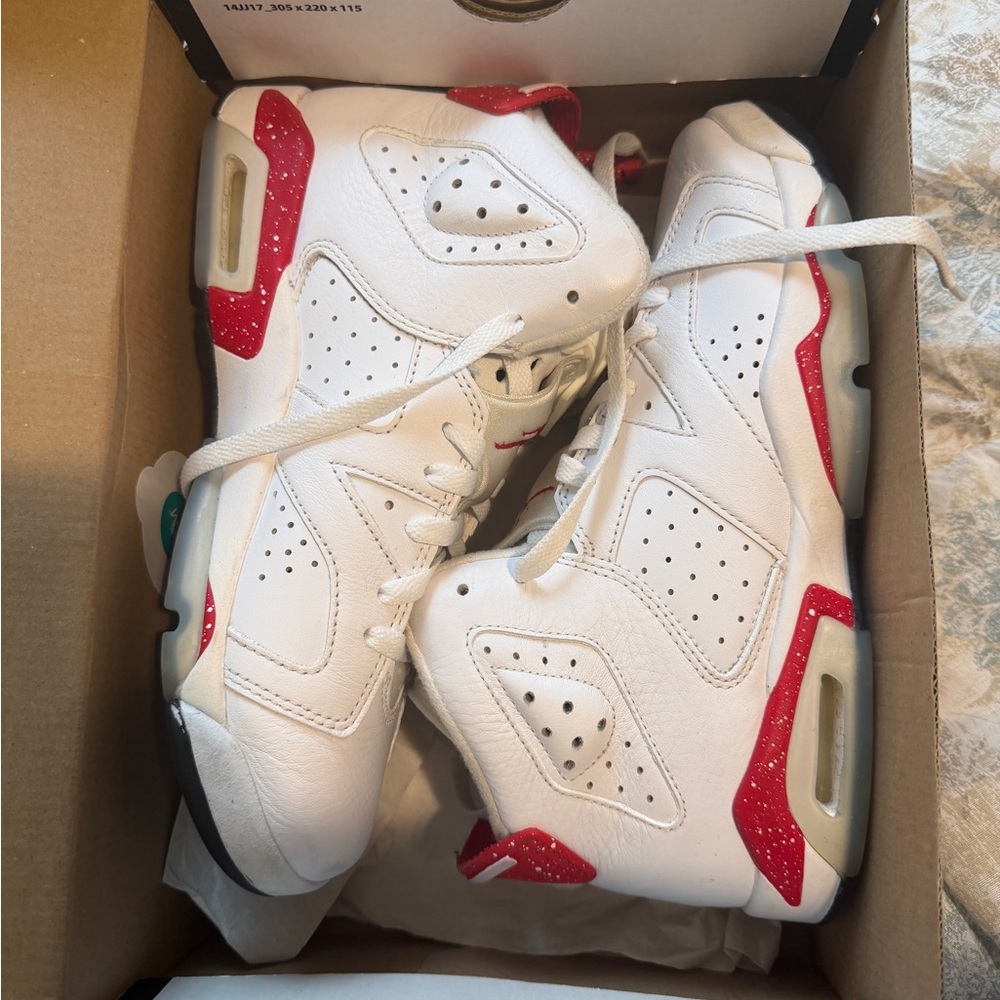 Jordan Kids White and Red Sneakers